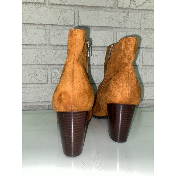 Nine West Tan Faux Suede Side Zip Ankle Boots Size 8 1/2 M - Picture 6 of 9